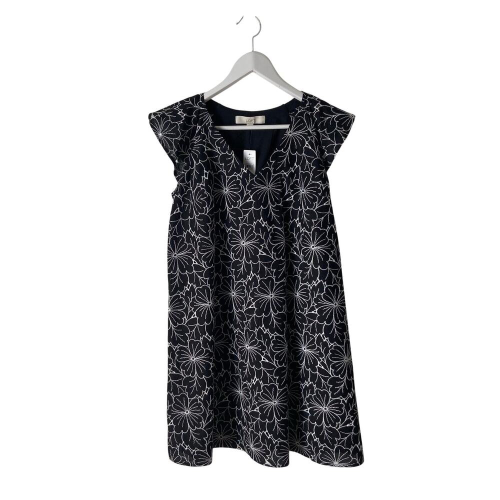 Loft Embroidered Black And White Floral Dress Size XS  (NWT)